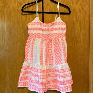 Spaghetti Strap Mini Dress with Pink Geometric Print